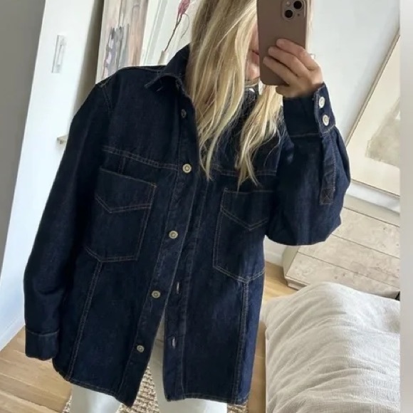 Zara Dark Denim jacket overshirt XS EUC - Picture 1 of 6